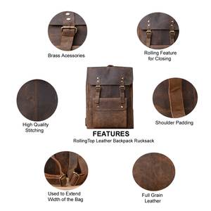Custom Genuine Leather Backpack Large Capacity Travel <b>Laptop</b> <b>Bag</b> Waterproof Real Leather <b>Rucksack</b> School <b>Bag</b> LBK-0153 - Product Image 1