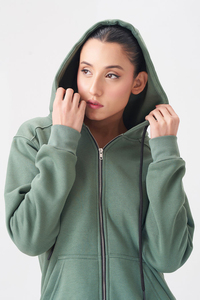 Sudadera con capucha verde para mujer, corte regular, forro polar, informal, para otoño - Product Image 2