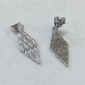 Pear & Marquise Cut <b>Diamond</b> Chandelier Drop <b>Earrings</b> Solid Gold Cluster <b>Dangle</b> <b>Earrings</b> Luxury Bridal Wedding Fine Jewelry Gift - Product Image 2