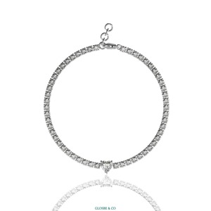Pulsera de tenis de moissanita con diamantes de 6 mm para uso diario, con diamantes sintéticos (cultivados en laboratorio) redondos de plata, certificados por Glosbe & Co GRA - Product Image 1