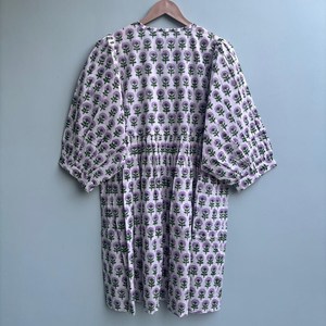 Vestido Midi Informal para Mujer, para Uso Diario, Todas las Temporadas, Tejido 100% Algodón, Liso, Manga Corta, Cintura Imperio, Estilo Babydoll, Cuello en V, Talla Grande - Product Image 5