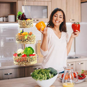 Cesta de almacenamiento decorativa de mimbre Decoración para el hogar Cesta tejida de ratán organizadora - Product Image 4