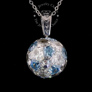 Elegante Colgante de Bola de Diamante de Laboratorio en Oro Blanco de 14K, 28 CT, Corte Brillante Hexagonal, Azul Blanco Casi Incoloro, Engaste Invisible - Product Image 1