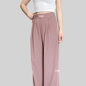 Pantalon large décontracté taille haute pour femme, séchage rapide, respirant, polyvalent, couleur unie, taille élastique - Product Image 3