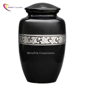 Glossy Black Adult Cremation Urns Floral Band Engraved Memorial <b>Ashes</b> Supplies <b>for</b> Funerals Urns Cremation Jars <b>Keepsake</b> Urns - Product Image 1