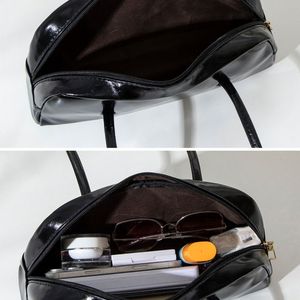 Borsa Boston Piccola in Pelle Cerata Effetto Olio Stile Retrò, Semplice a Tracolla per il Pendolarismo con Decorazioni di Paillettes, Borsa a Mano Casual con Motivo Struzzo - Product Image 3