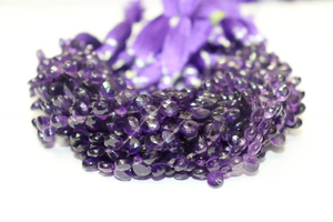 Cuentas de Briolette facetadas de amatista Africana AAA, forma de pera de 6*8mm, cuentas de piedra Natural de Corte Lateral de 8 pulgadas, cuentas al por mayor - Product Image 4