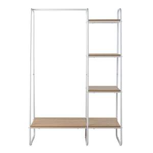 Free Standing Sturdy Metal <b>Clothing</b> Rack with 5 White Wood <b>Shelves</b> Freestanding Garment Rack - Product Image 3