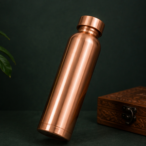 Vaso Artesanal Clásico de Cobre Puro en Oro Rosa, Edición Portátil para Viajes, Diseño Tradicional - Product Image 1
