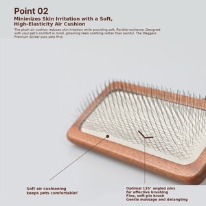 Brosse lissante en bois pour animaux de compagnie, design durable, brosse douce pour chat, accessoires pour animaux, confort pour animaux, soins pour animaux, toilettage en douceur - Product Image 2