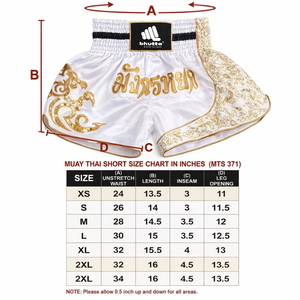 กางเกงมวยไทยปักลายด้านหน้าสีฟ้าและสีทองแบบ OEM สำหรับมืออาชีพ กางเกงคิกบ็อกซิ่งสำหรับยูนิเซ็กซ์ กางเกงมวย MMA - Product Image 4