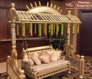 Antique Style Wooden Jhula for Wedding Ceremony Decor Wedding <b>Swing</b> <b>Seat</b> for Mehndi Night Rajwada Wooden Carved Wedding Jhula <b>UK</b> - Product Image 4