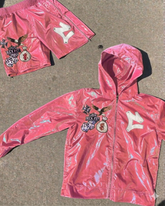 Conjunto Deportivo para Mujer con Logotipo Personalizado, Shorts y Chaqueta con Cremallera de Manga Larga, Conjunto Casual de Dos Piezas para Correr al Aire Libre - Product Image 6