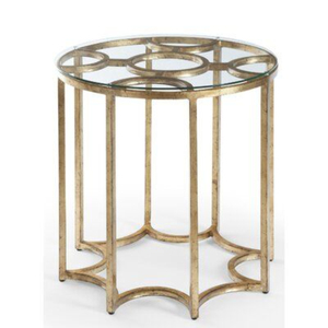 Tables basses de luxe avec plateau rond en verre, base en métal de haute qualité plaqué or, design unique et élégant - Product Image 1