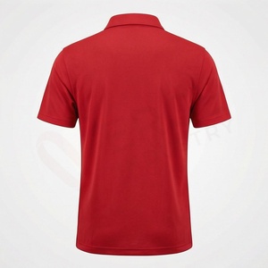 Polo à manches courtes rouge pour homme, 100% coton, tissu Oxford respirant, coupe classique, couleur unie, design tissé - Product Image 2