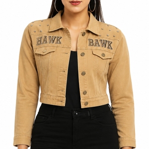Veste en jean courte pour femme, style tendance, design moderne, vêtement décontracté, fabrication sur mesure, qualité export, veste sur mesure - Product Image 1
