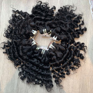 Texture bouclée à l'eau vente en gros 100% cheveux humains vierges vietnamiens couleur naturelle super double extension de cheveux - Product Image 5