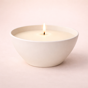 Striped White Ceramic Candle Vessel Wide Bowl Thick Wall Heat Resistant Smooth Matte Finish Single Wick Luxury Reusable Decor - Product Image 5