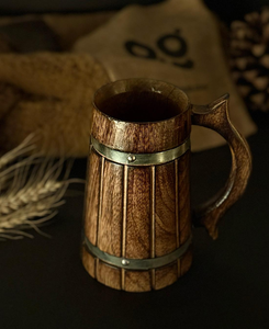 <b>Handmade</b> Modern Solid Wood Tankard Beer <b>Mug</b> with Viking Design Microwave Safe Tabletop Living Room Indoor Home Decor - Product Image 4