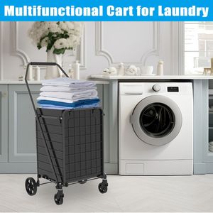 Carrello Pieghevole per la Spesa con Ruote Girevoli a 360 Gradi, Carrello Portaoggetti con Ruote Rotanti a 360 Gradi, Carrello Girevole - Product Image 5