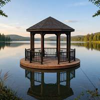 OMH K382 Gazebo flottant circulaire gonflable composite de luxe pour bord de mer, pavillon de villégiature, marina, lac, villa privée, relaxation