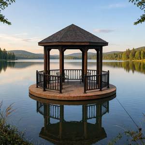 Circular Floating <b>Gazebo</b> Luxury Waterfront Pavilion for Resort Marina Lake and Private Villa Relaxation - Product Image 2