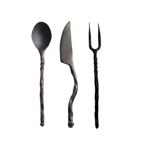 Juego de Cubiertos de Acero Inoxidable con Acabado Espejo, Diseño Moderno con Mango Martillado, Cuchillo, Tenedor y Cuchara para Hogar, Hoteles y Fiestas - Product Image 4