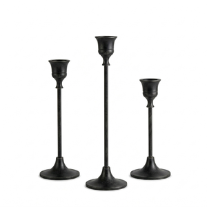 Iron Candlestick Holder Set of 3 Taper Candle Stands for Home Decoration Durable Metal Candle Holders - Product Image 1