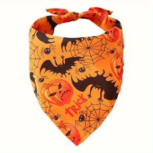 Bandanas pour chiens Halloween, imprimé citrouille, fantôme, toile d'araignée, foulard pour animaux de compagnie, accessoire d'Halloween personnalisé en gros - Product Image 4