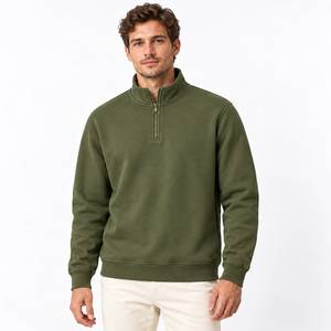 Custom Logo Boxy Fit Quarter Zip Sweatshirt <b>Men</b> Heavyweight Cotton Fleece <b>Pullover</b> - Product Image 1