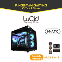 Gabinete de PC KINGSMAN GAMING M-ATX ITX Panorámico de Vidrio Templado, Torre Media, 3 Ventiladores ARGB, Compatible con MicroATX y SSD, Color Negro, en Stock