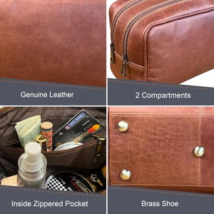 Trousse de toilette en cuir pour hommes voyage rasage Dop Kit salle de bain douche articles de toilette organisateur sac cosmétique en cuir femmes - Product Image 4