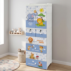 Armario de Plástico de 8 Niveles Nandos Lion para Niños, con Cerraduras y Puertas Abatibles, Ideal para la Organización del Dormitorio - Product Image 1