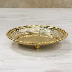 ถาดเสิร์ฟทำมือจากพลาสติก PC หรูหราทันสมัย เป็นมิตรกับสิ่งแวดล้อม ชุบทอง สำหรับแขก งานฝีมือประดับตกแต่งโต๊ะอาหาร ปลอดภัยจาก Zahid - Product Image 3