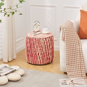 Hand Weaved Natural Seagrass Pouf Ottoman Boho Accent Chair Liv Footrest Stool Braided Footstool for Comfortable Sitting - Product Image 4