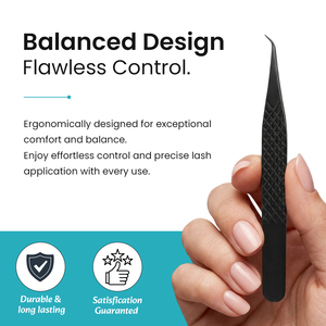 Precision Stainless Steel Eyelash Tweezers with Diamond Grip Smooth Tip <b>Volume</b> <b>Lash</b> Extensions - Product Image 6