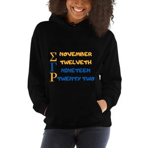 Sigma Gamma Rho January Hoodie <b>Black</b> Color Sorority Greek Letter Pullover Hooded <b>Sweatshirt</b> Custom Apparel Casual Fashion Street - Product Image 1