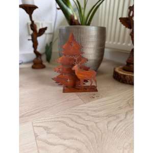 Décoration de Noël rustique : Arbre de Noël et rennes en métal pour jardin et maison – Ornements décoratifs - Product Image 3