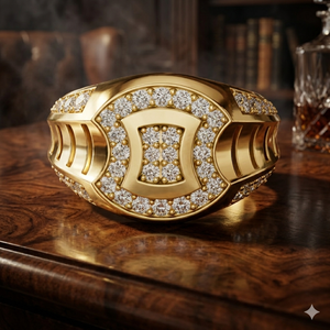 Gold Plated Diamond <b>Ring</b> Heavy Look Bridal Wedding Band Round Stone Custom OEM ODM Men's Yellow Gold Plated Horseshoe <b>CZ</b> <b>Ring</b> Lu - Product Image 1