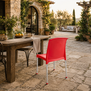 Red <b>Plastic</b> <b>Chair</b> Metal Legs Traditional Design Durable Construction Outdoor <b>Dining</b> Bathroom Bedroom Kitchen Living - Product Image 6