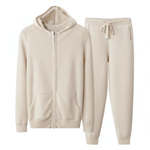 Conjunto de Sudadera con Capucha y Pantalones de Chándal de Algodón French Terry para Hombre, de Corte Holgado Personalizado, Doble Capa, Gris, con Efecto Acampanado y Apilado, Estilo Baggy Oversized - Product Image 1