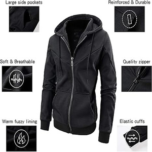 Sudadera con capucha y cremallera completa, bordada, de forro polar, 100% algodón, lisa, oversize, personalizable, de corte ajustado, subida por Dress Sports - Product Image 3