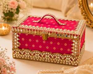 Boîte de rangement pour maquillage et bijoux, coffret de toilette de mariée avec plateau intérieur, poignée et serrure pour l'organisation de la coiffeuse - Product Image 3