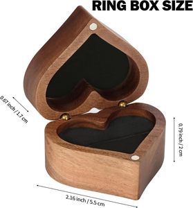 Boîte à bijoux en bois en forme de cœur avec un seul compartiment, boîte à bijoux vintage personnalisée en bois pour demande en mariage, fiançailles, mariage - Product Image 2