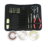 Kit d'outils professionnels en acier inoxydable argenté pour extensions de cheveux, comprenant un pince à sertir les perles à 2 trous, une pince à sertir les perles plates et un enfileur de boucles de fil
