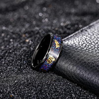 Bague en carbure de tungstène de 8 mm avec feuille d'or et incrustation de cristal galaxie, alliance facettée en forme de dôme pour homme, bijoux de luxe en gros