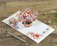 Carte de vœux 3D pop-up Bouquet de fleurs créative pour la fête des mères pour dire merci