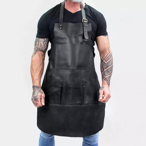 Cotton Chefs Uniform Bib Apron with Pockets <b>Adjustable</b> <b>Straps</b> Snap Closure for Restaurant & Bar Use Unisex - Product Image 3