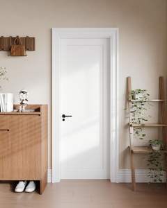 Puerta de Madera MDF Sólida Pintada en Blanco Personalizada, Resistente a la Humedad, Aislamiento Acústico, Diseño Moderno de Estilo Francés para Comedor y Dormitorio - Product Image 3