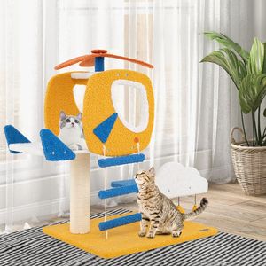 Árbol para Gatos Pequeño con Temática de Aviación, con Plataforma Superior en Forma de Helicóptero y Rascador para Gatos - Product Image 2